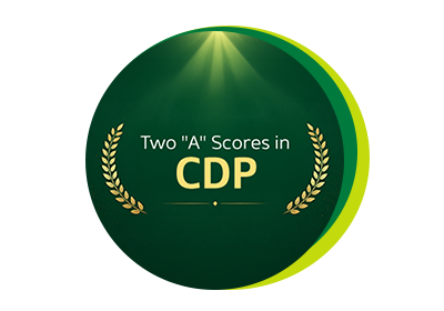 An A score in two categories of the Carbon Disclosure Project